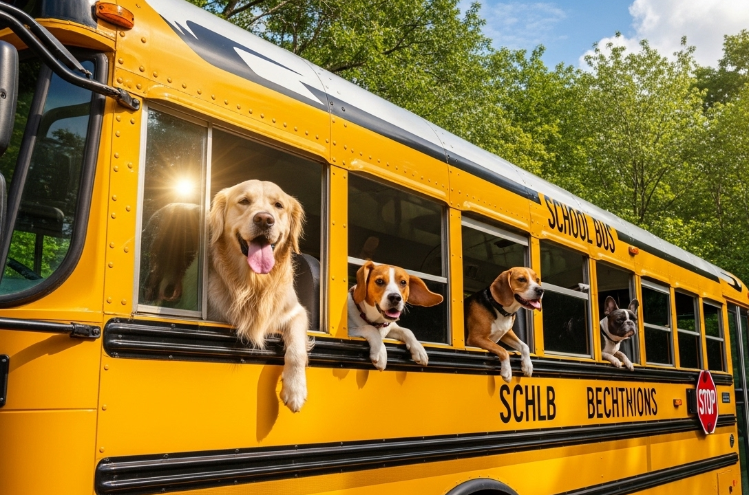 Un bus scolaire pour chiens ? Une idée originale qui séduit les maîtres
