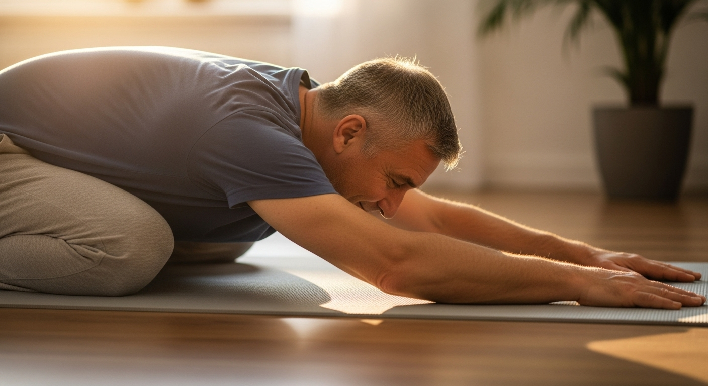 Gestes 3 et 4 : on étire les jambes et on relâche les épaules