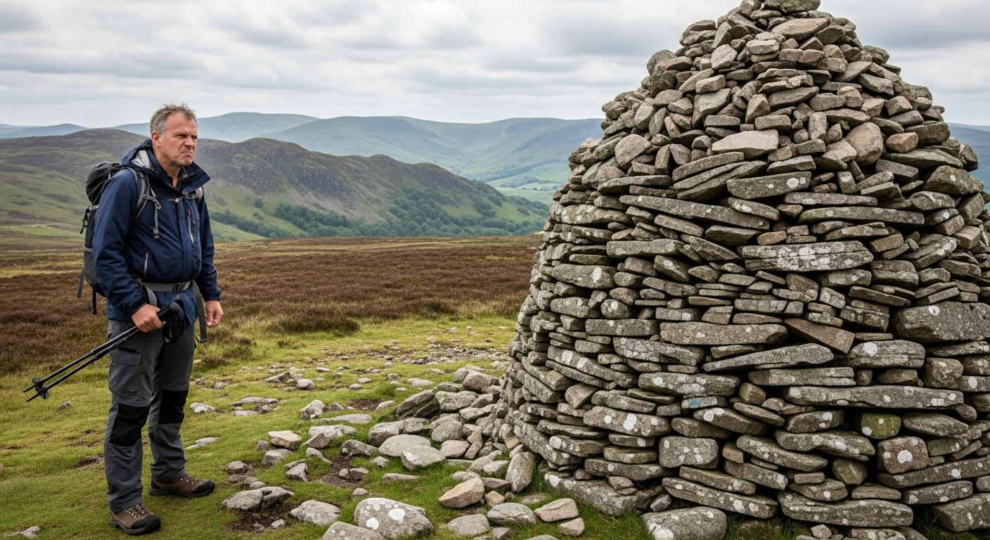 Cet randonneur détruit les jolis tas de pierres des touristes, et il a une très bonne raison