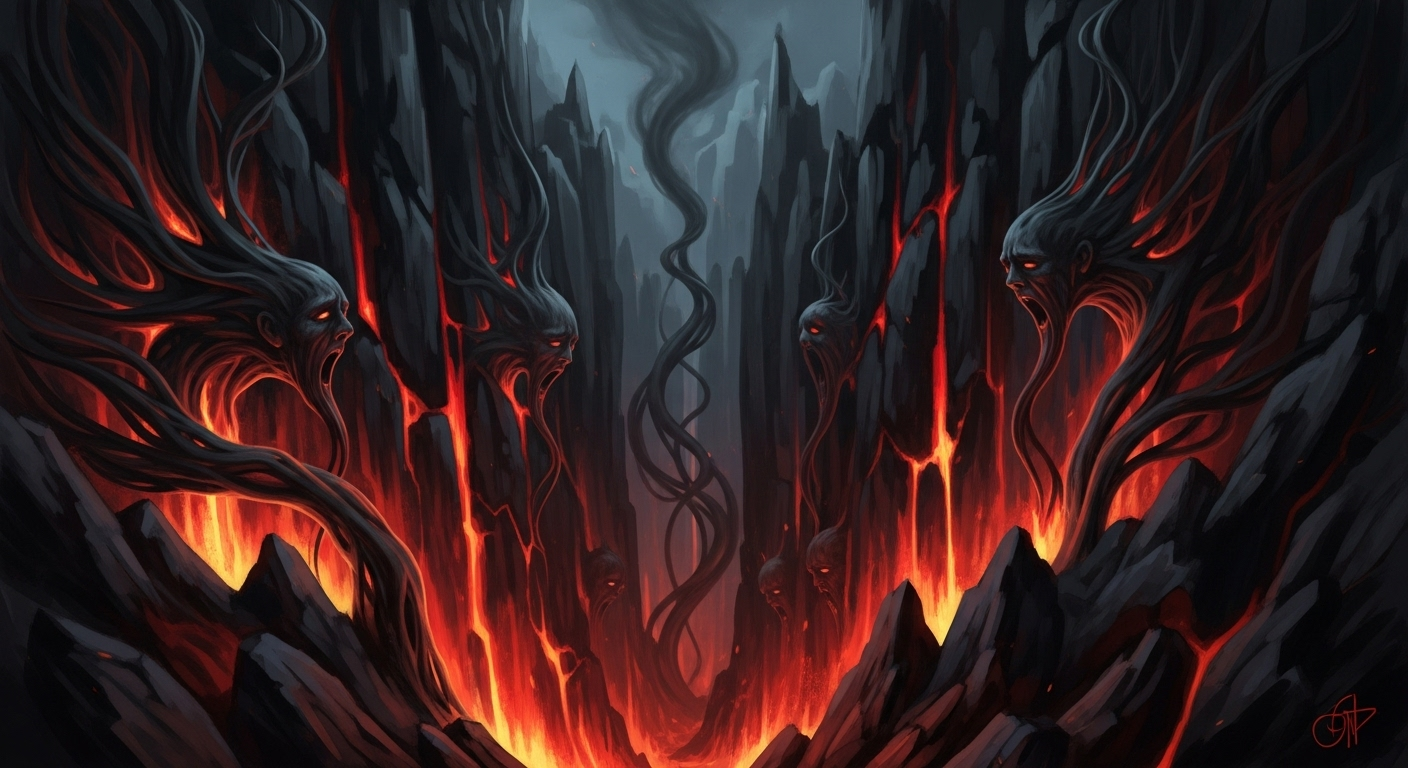 La vision de l'enfer : 'au bord du gouffre enflammé'