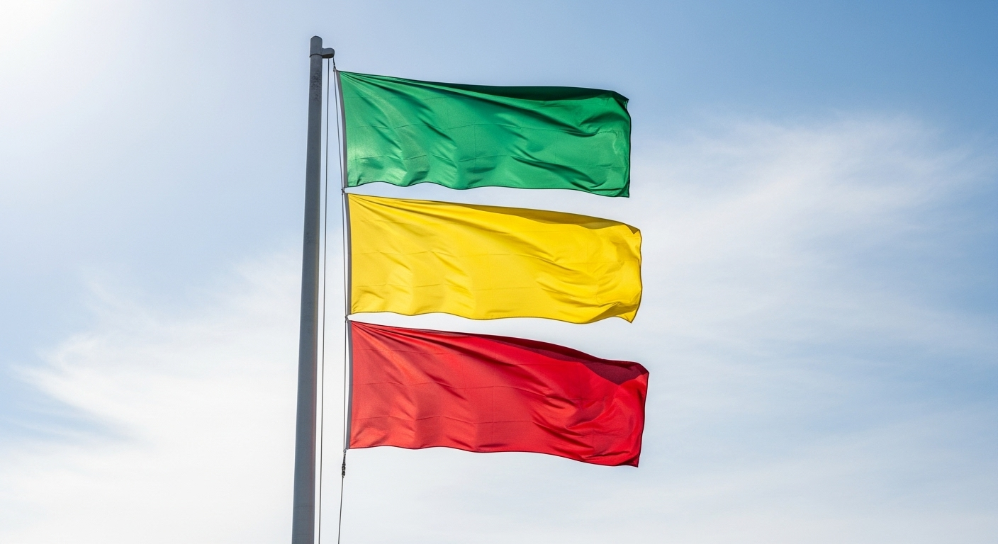 Les drapeaux qui indiquent l'état de la mer