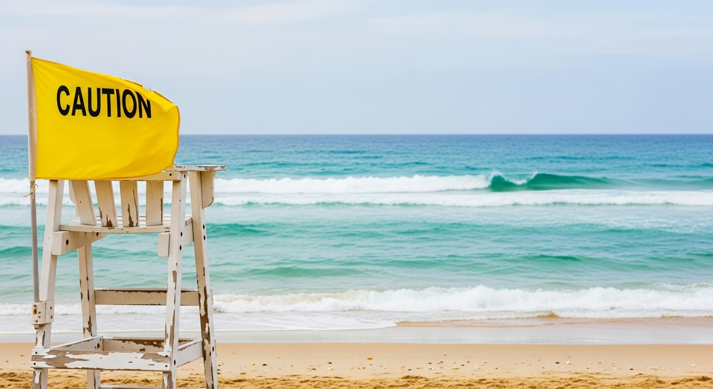 Drapeau jaune (ou orange) : baignade dangereuse mais surveillée