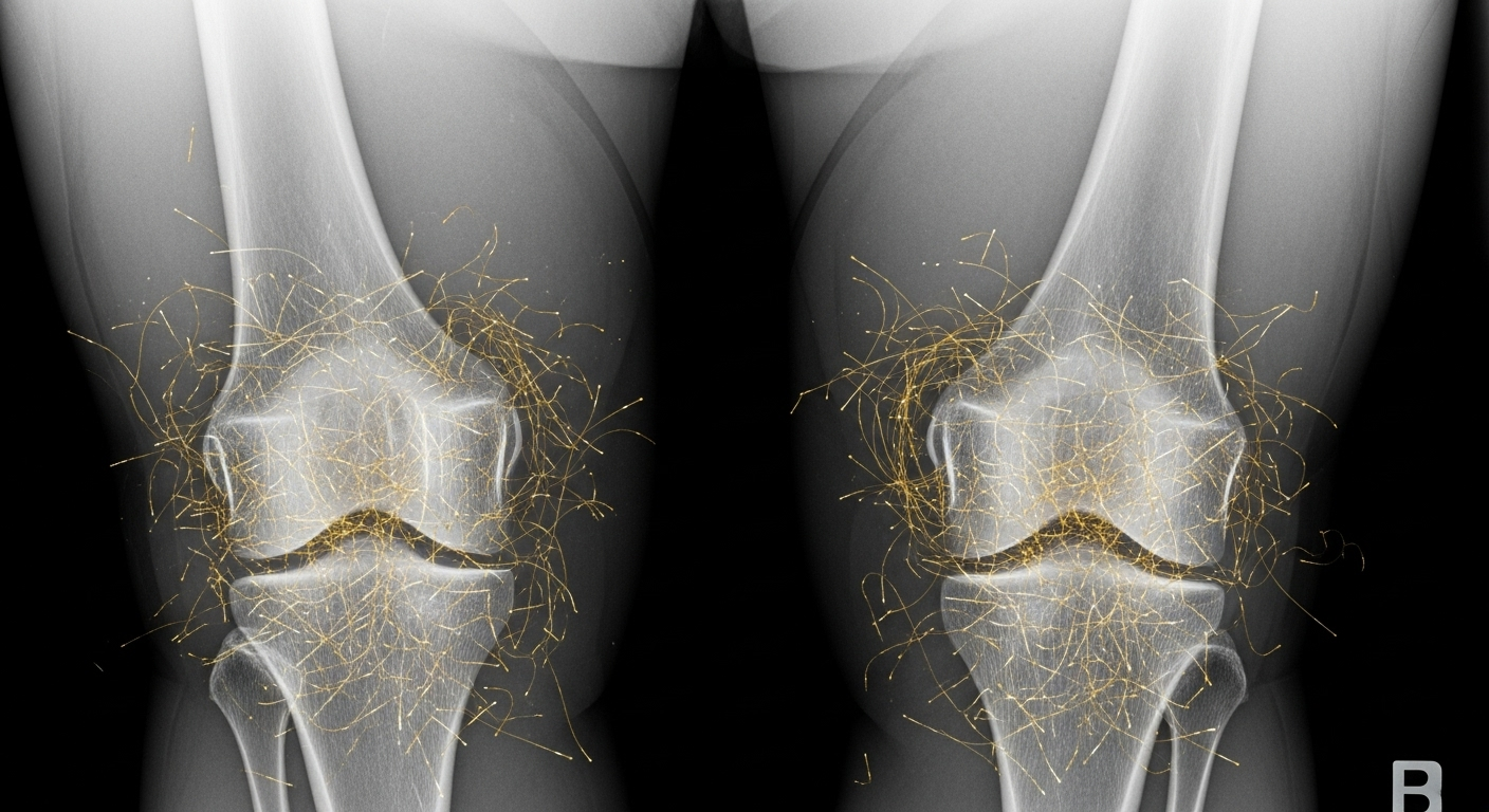 Douleurs au genou : une radio révèle des centaines de &#039;fils d&#039;or&#039; dans ses articulations