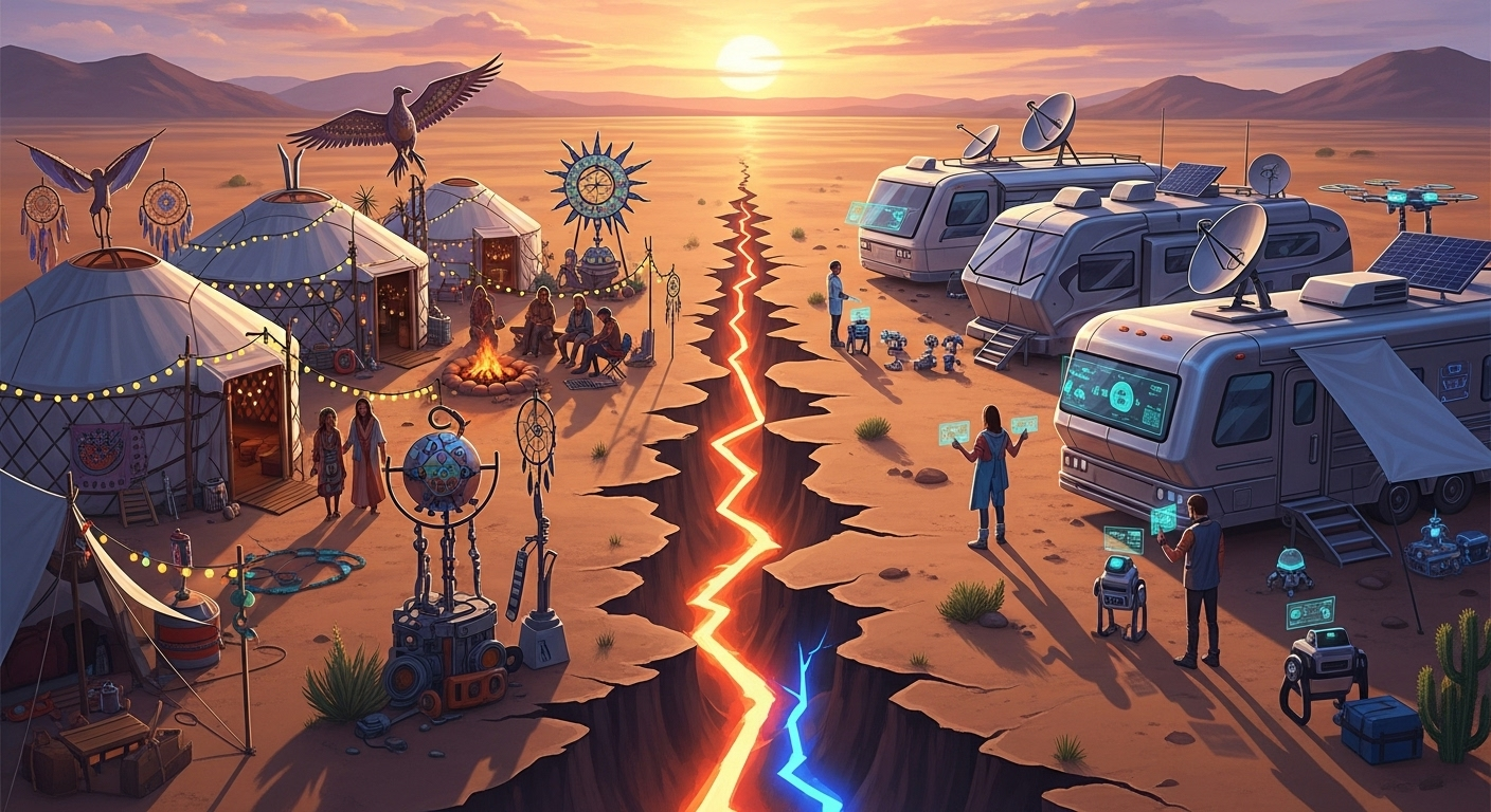 Une ambiance tendue entre hippies et milliardaires