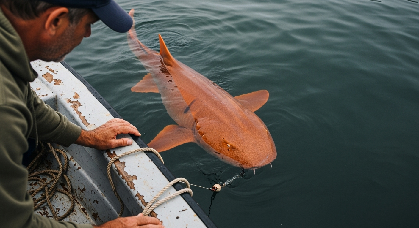 Un incroyable requin orange vif pêché par surprise dans les caraïbes
