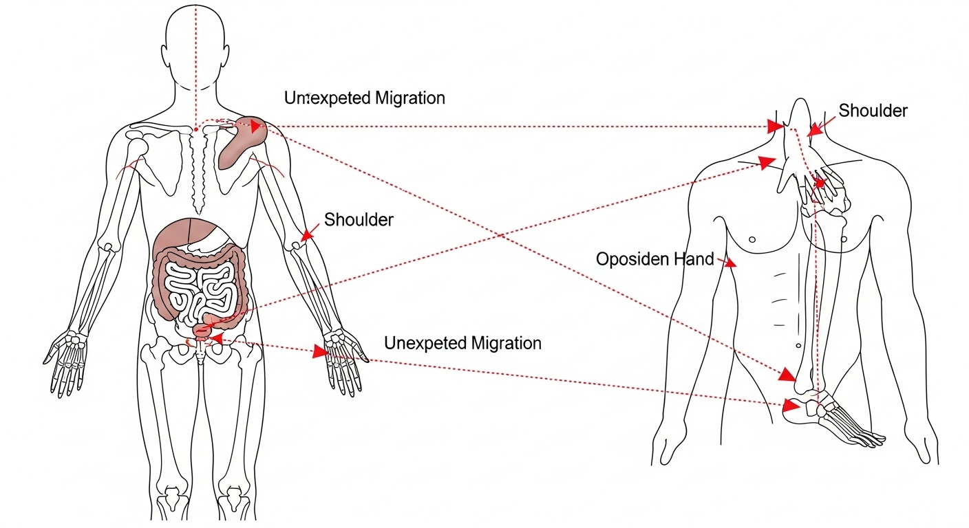 Des fils qui voyagent dans le corps