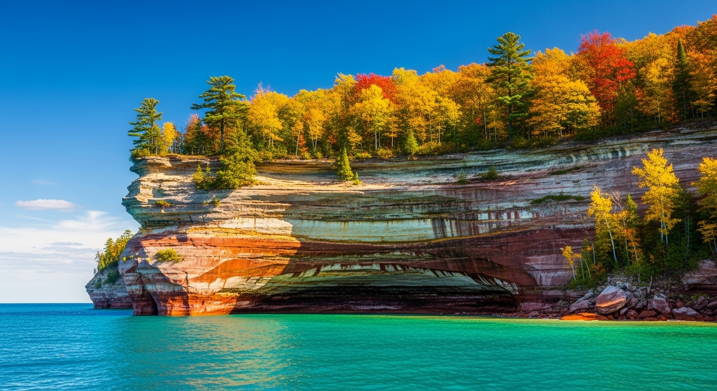 Les falaises colorées au bord de l'eau, un trésor du Michigan