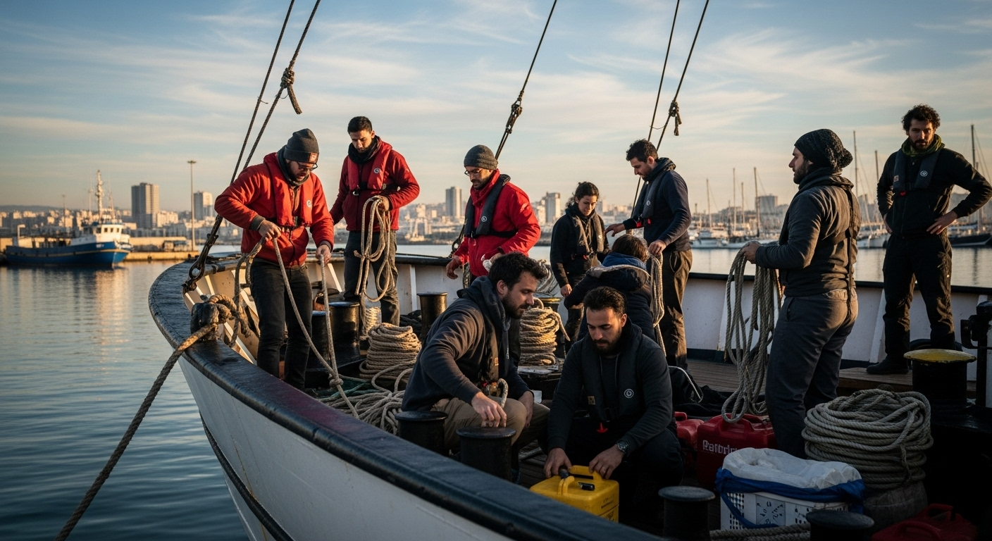 Une flottille internationale partie de Tunisie navigue en direction de Gaza, toujours assiégée