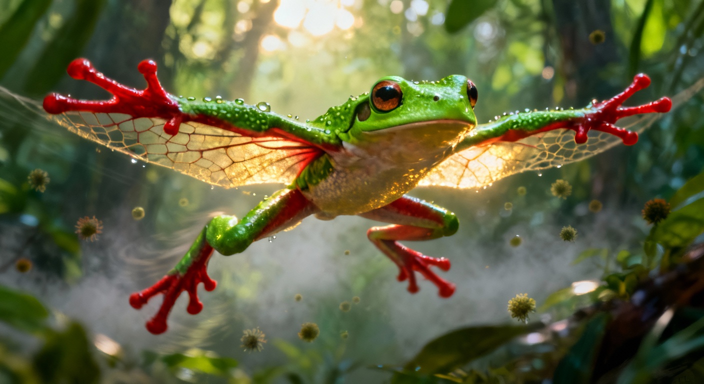 La grenouille volante : une surprise dans la jungle