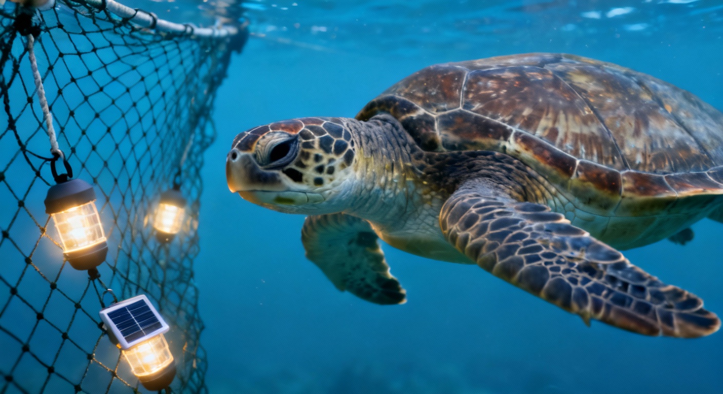 Une lueur d&#039;espoir pour les tortues de mer : les lumières solaires qui sauvent des vies