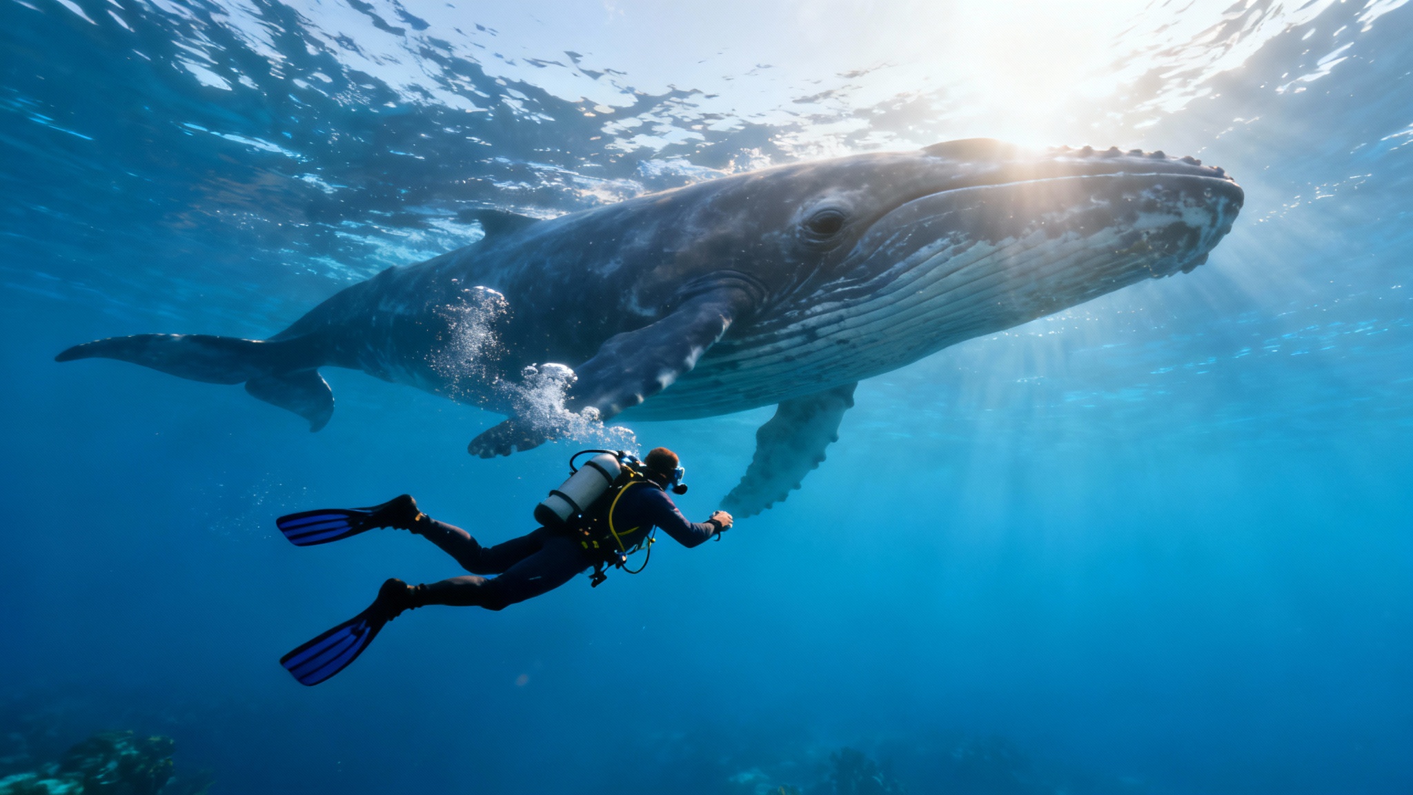 Une incroyable amitié sous-marine : quand une baleine protège une scientifique d’un requin, puis revient la saluer