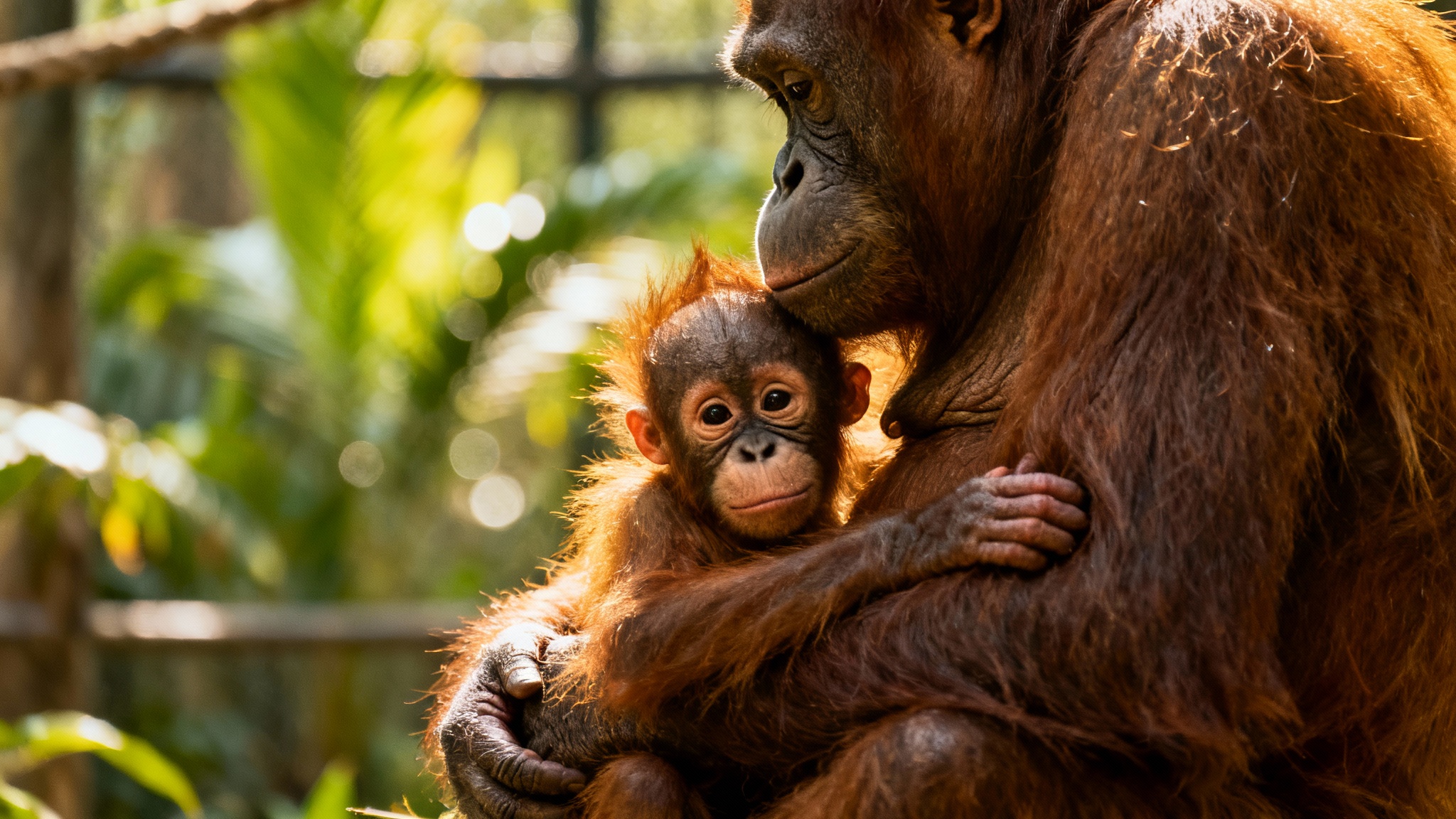 Une lueur d&#039;espoir : Naissance d&#039;un bébé orang-outan de Bornéo, une espèce en danger critique d&#039;extinction