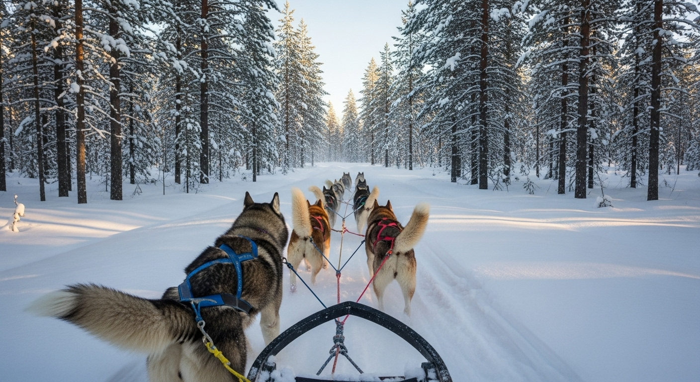 Le rêve blanc en traîneau à chiens
