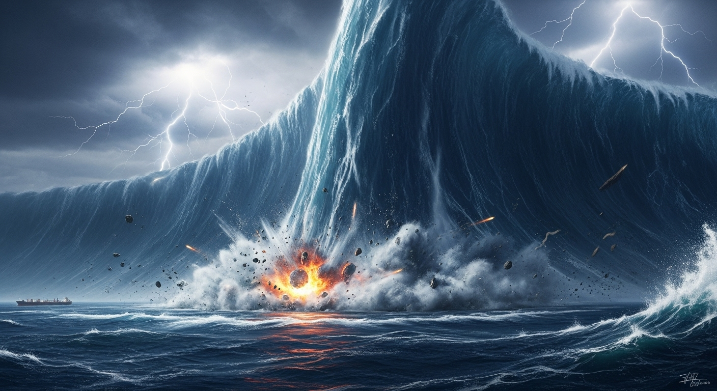 Un tsunami monstrueux de 100 mètres de haut