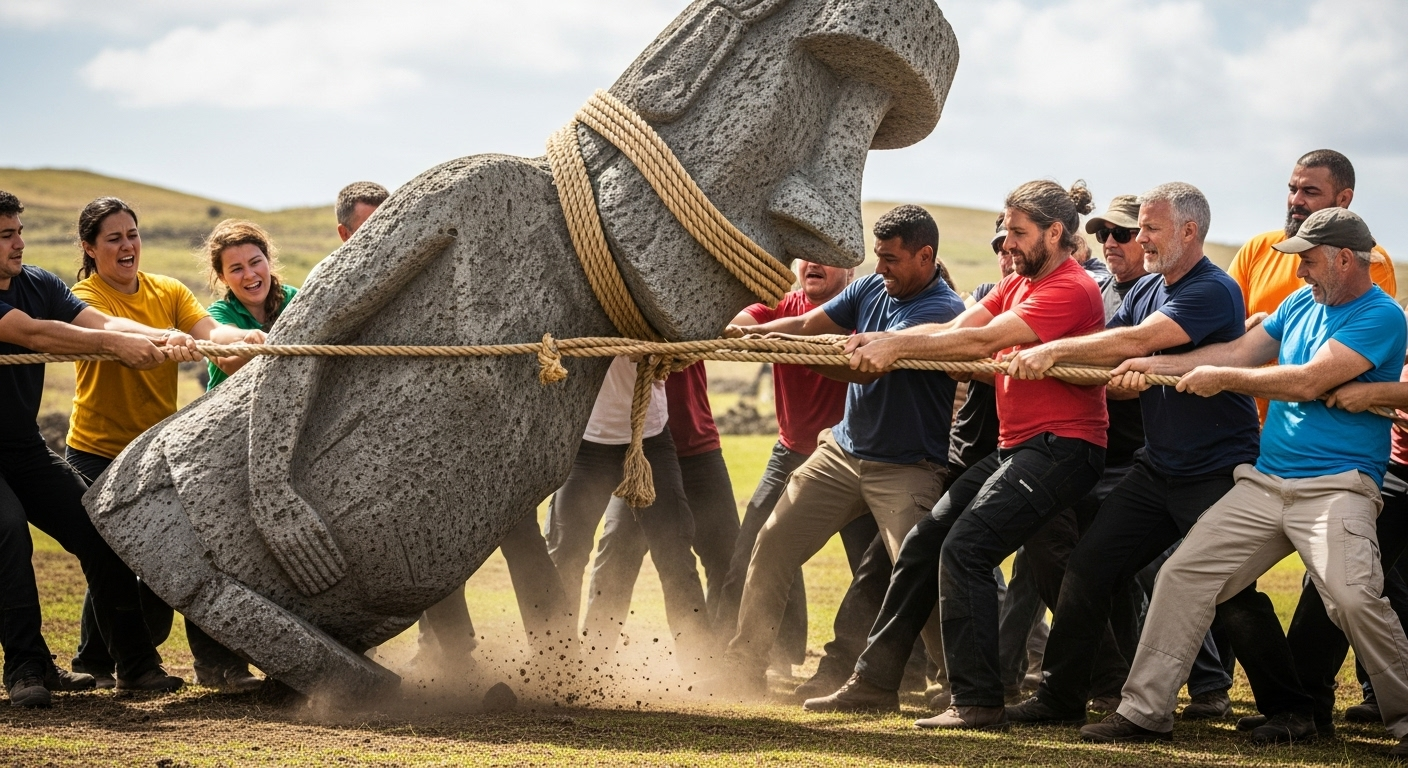Incroyable découverte : les statues de l’île de Pâques ne furent pas traînées… mais elles « marchaient » toutes seules !