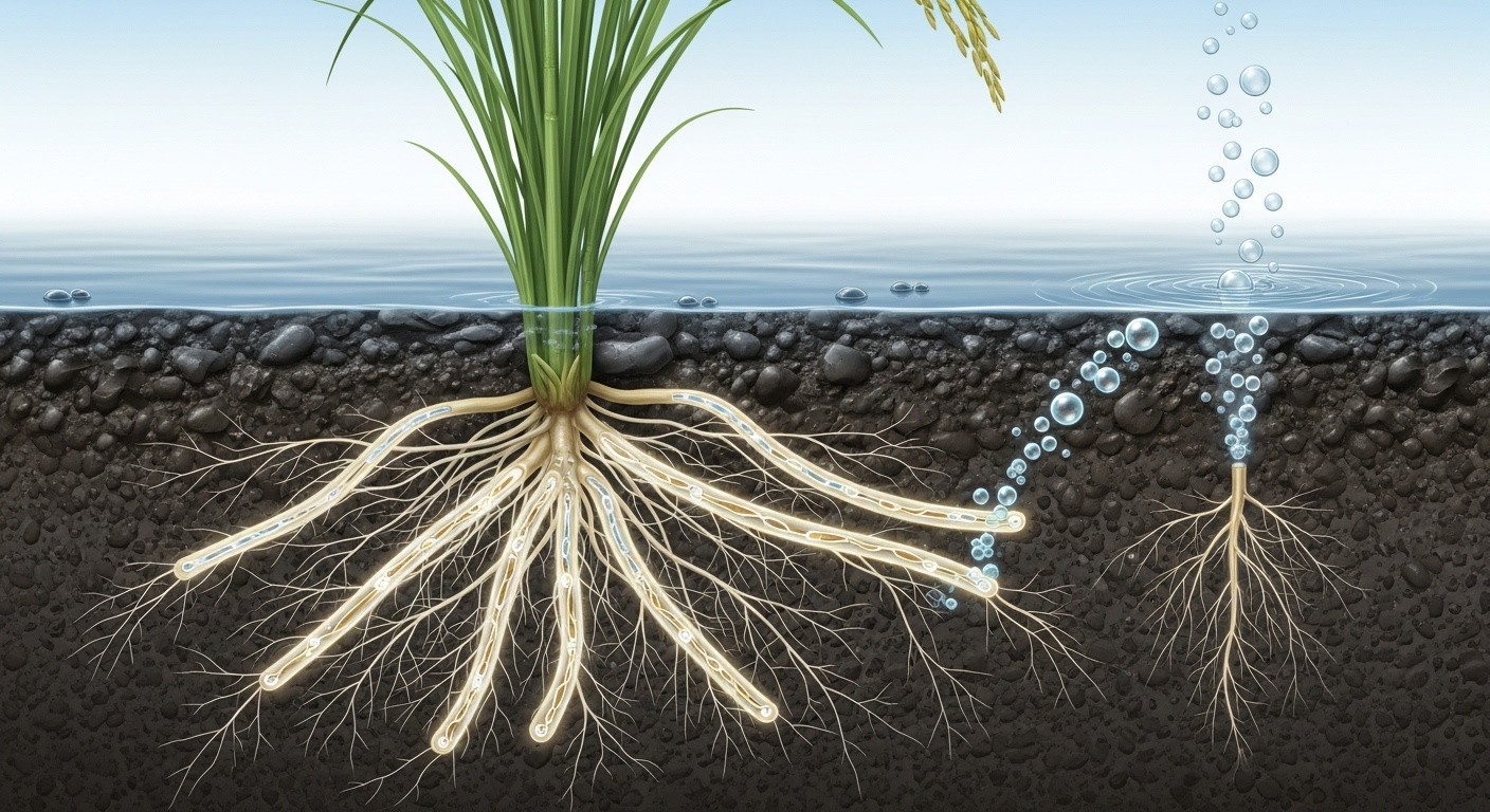 Comment les racines du riz libèrent-elles du gaz ?