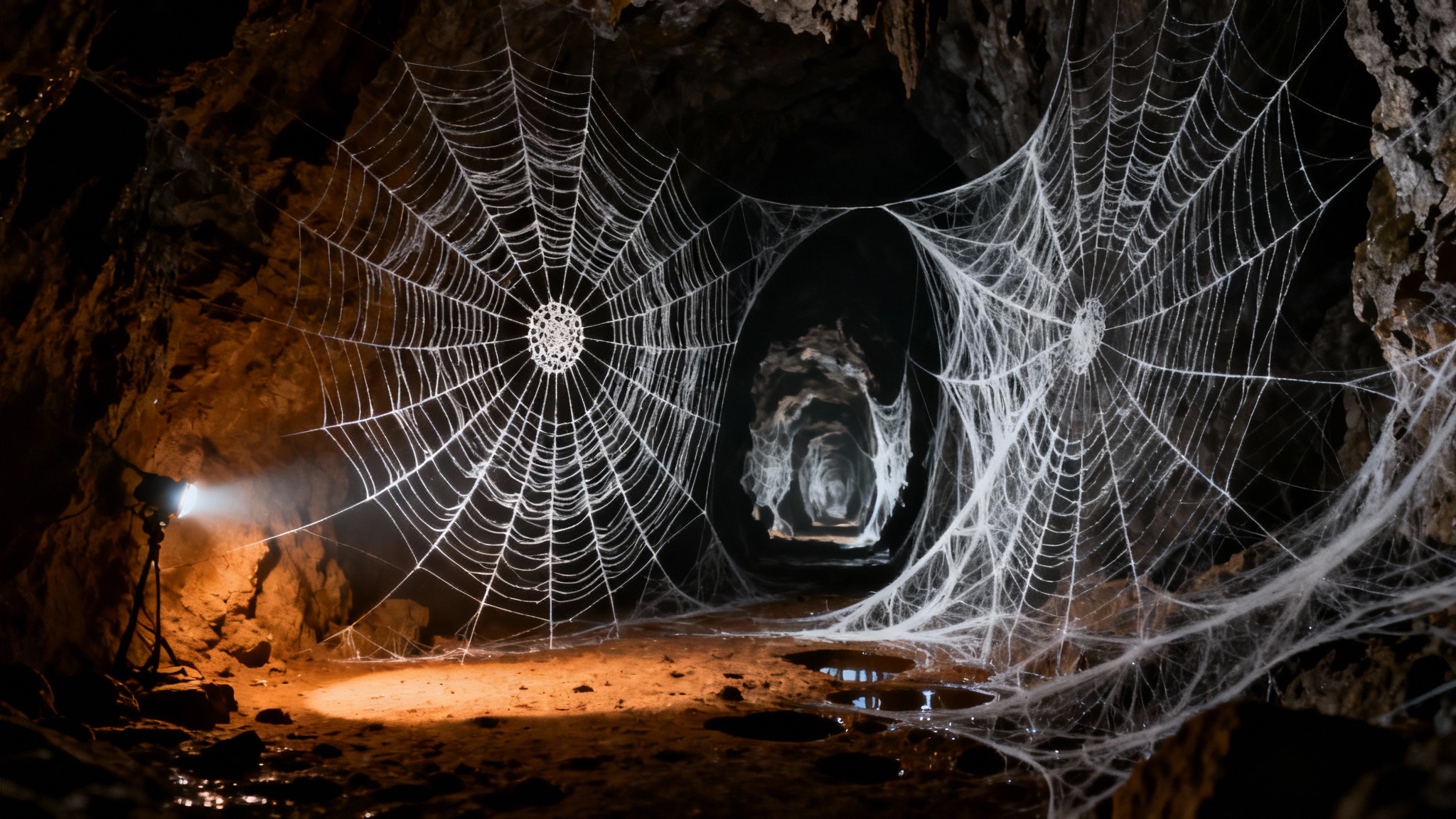 Aux frontières de l&#039;Europe, une cité souterraine tissée par 100 000 araignées