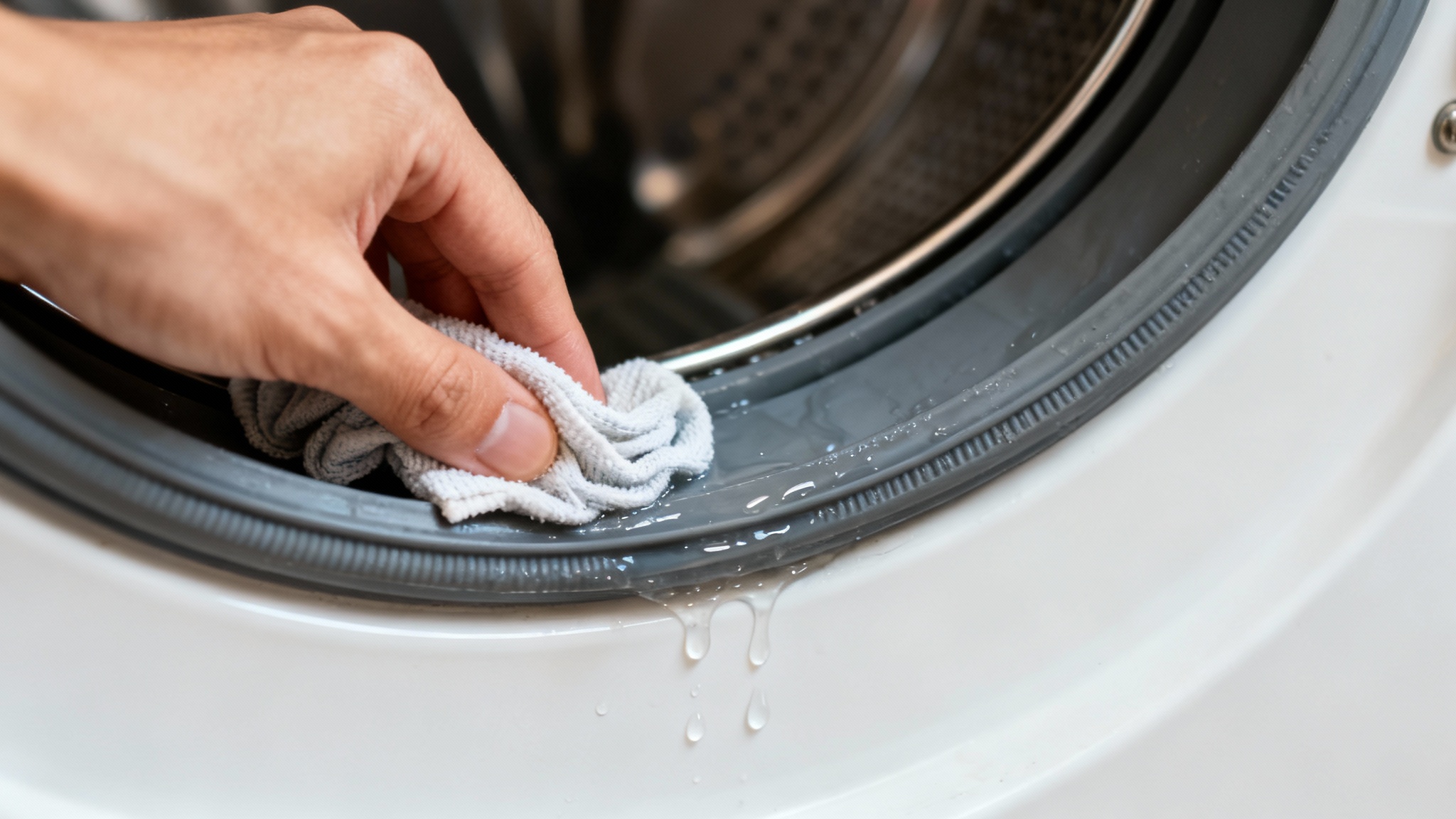 Ne négligez pas les zones invisibles : joints et bac à lessive