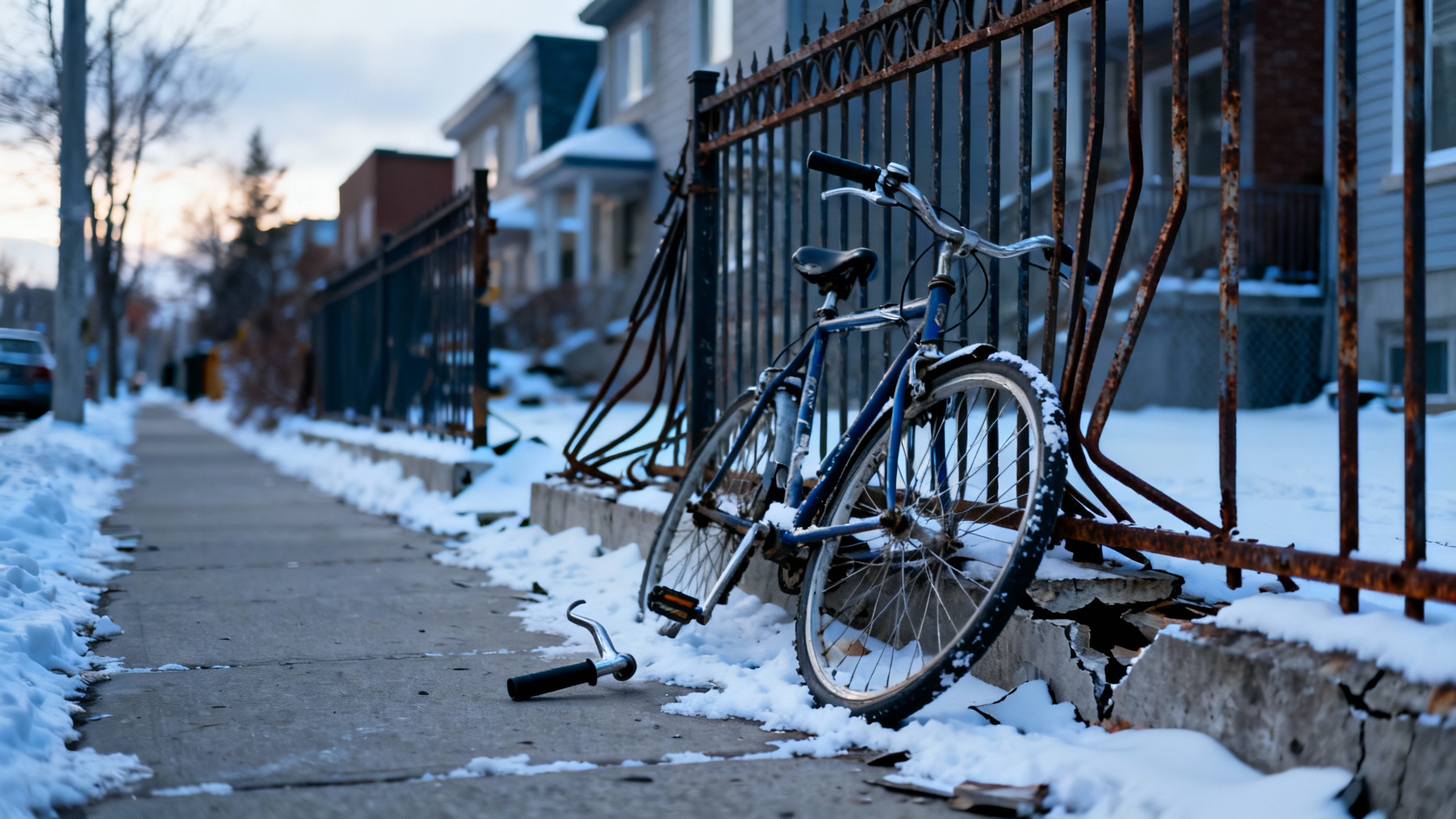 La saison des neiges et des dégâts : quand les chenillettes brisent vélos et clôtures à montréal