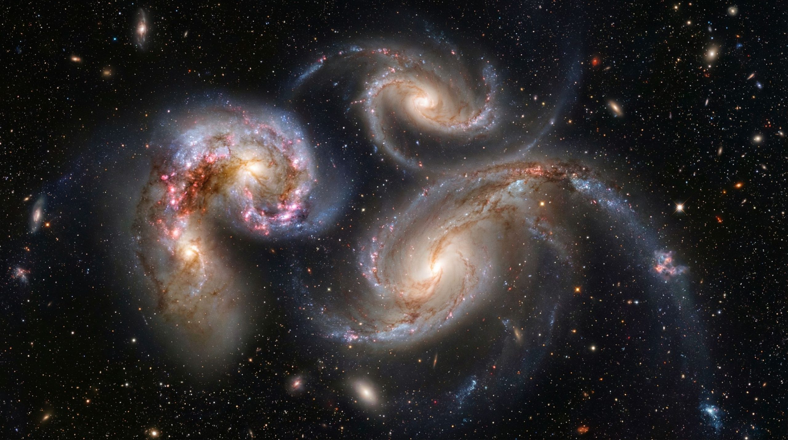 Une observation inédite : trois galaxies en pleine fusion, chacune pilotée par son propre trou noir vorace