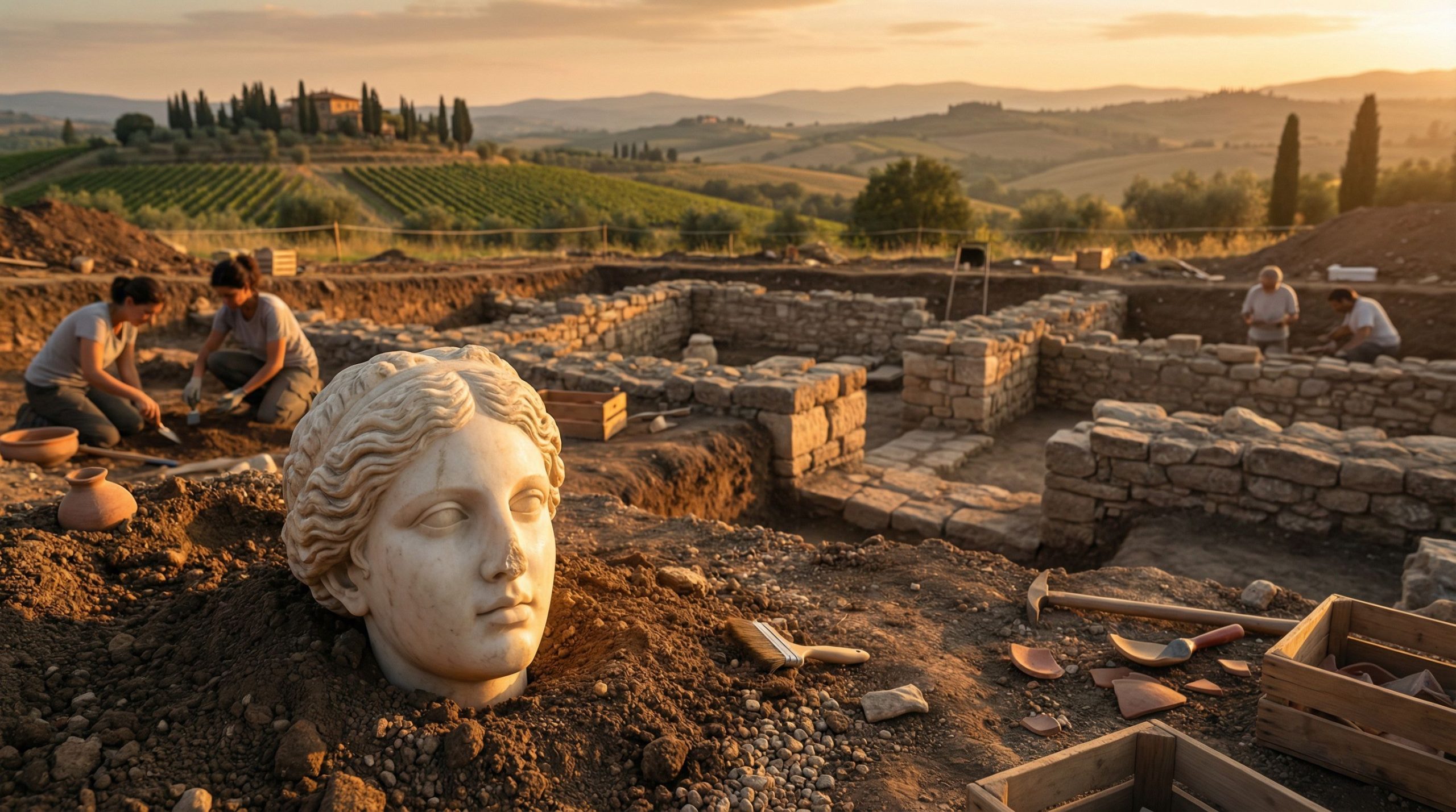 Une découverte archéologique inattendue : un visage surgit du passé à Vulci