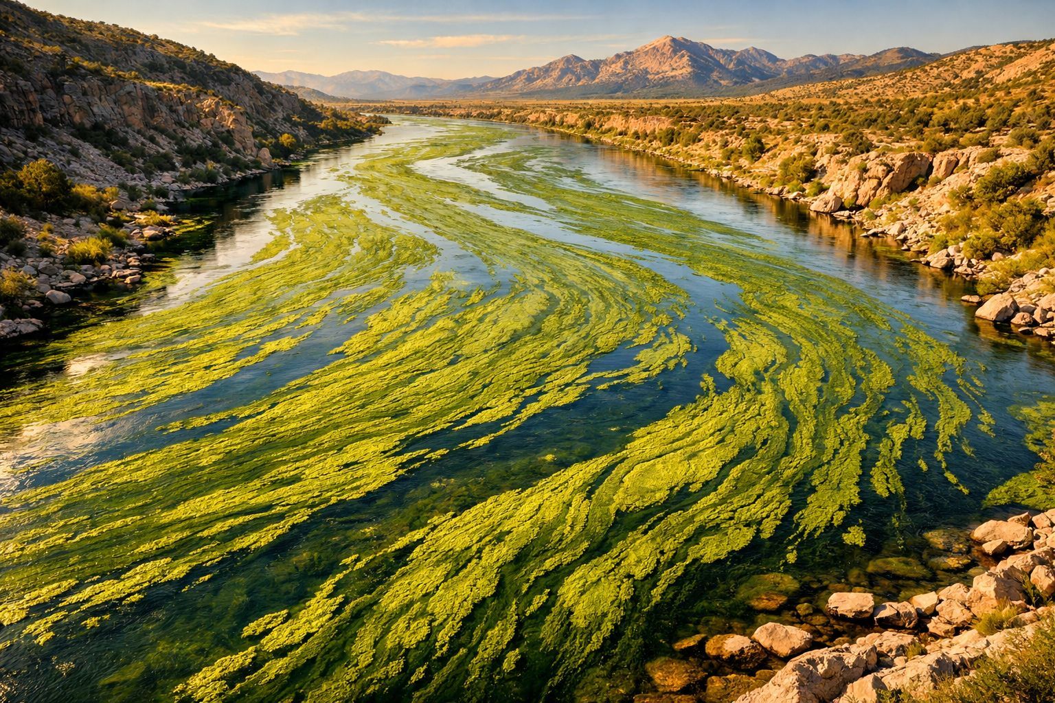 Quand les rivières s'habillent de vert : les étonnants blooms d'algues filamenteuses