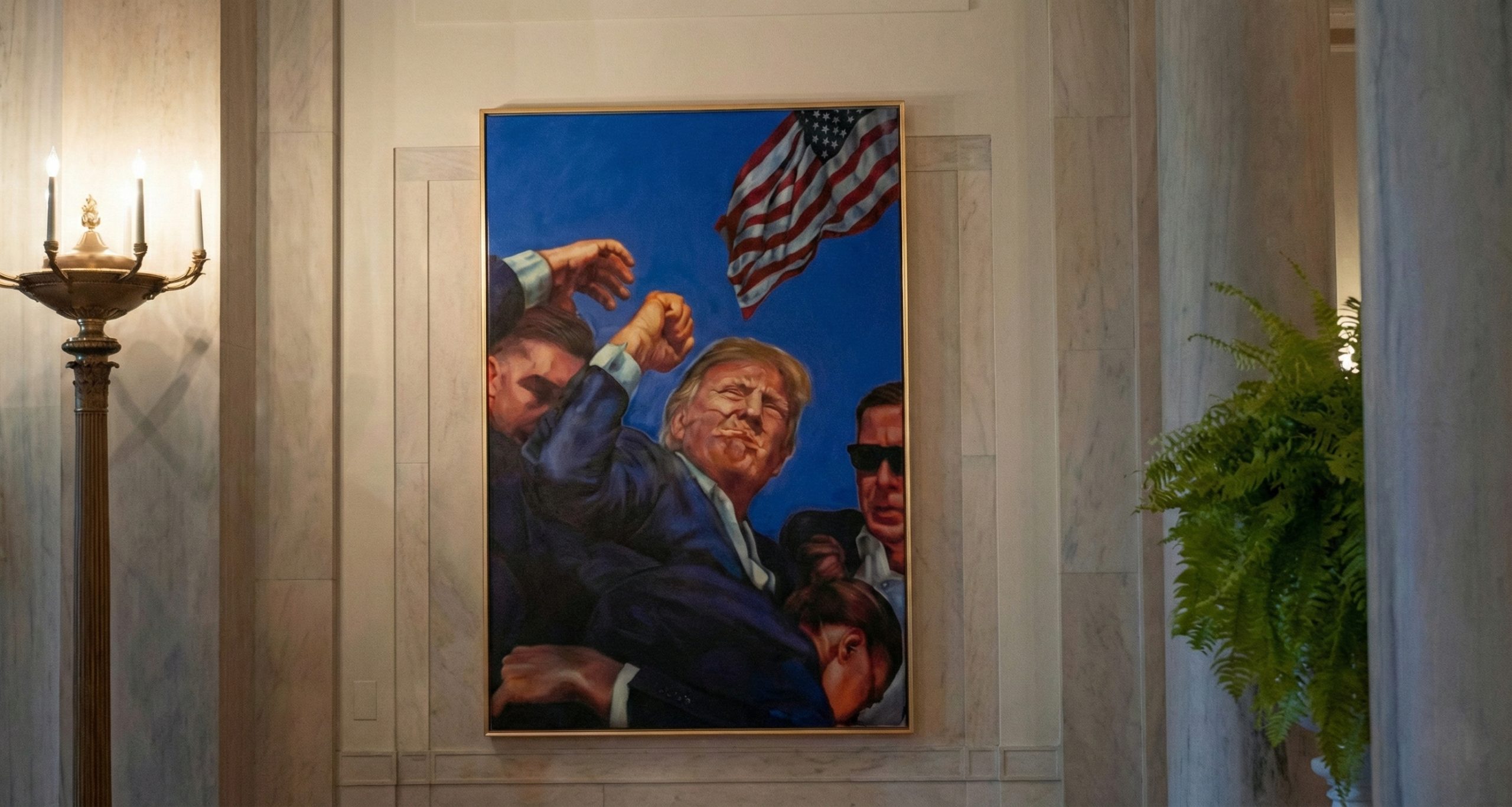 Donald Trump remplace le portrait d’Obama à la Maison-Blanche par une toile très personnelle