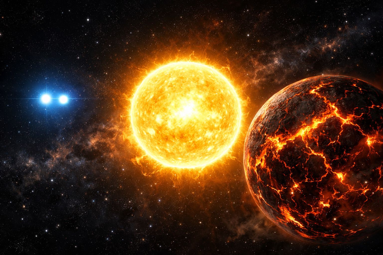 Ces types de systèmes sont extrêmement rares : le système stellaire quadruple 3+1 le plus compact jamais observé vient d’être découvert