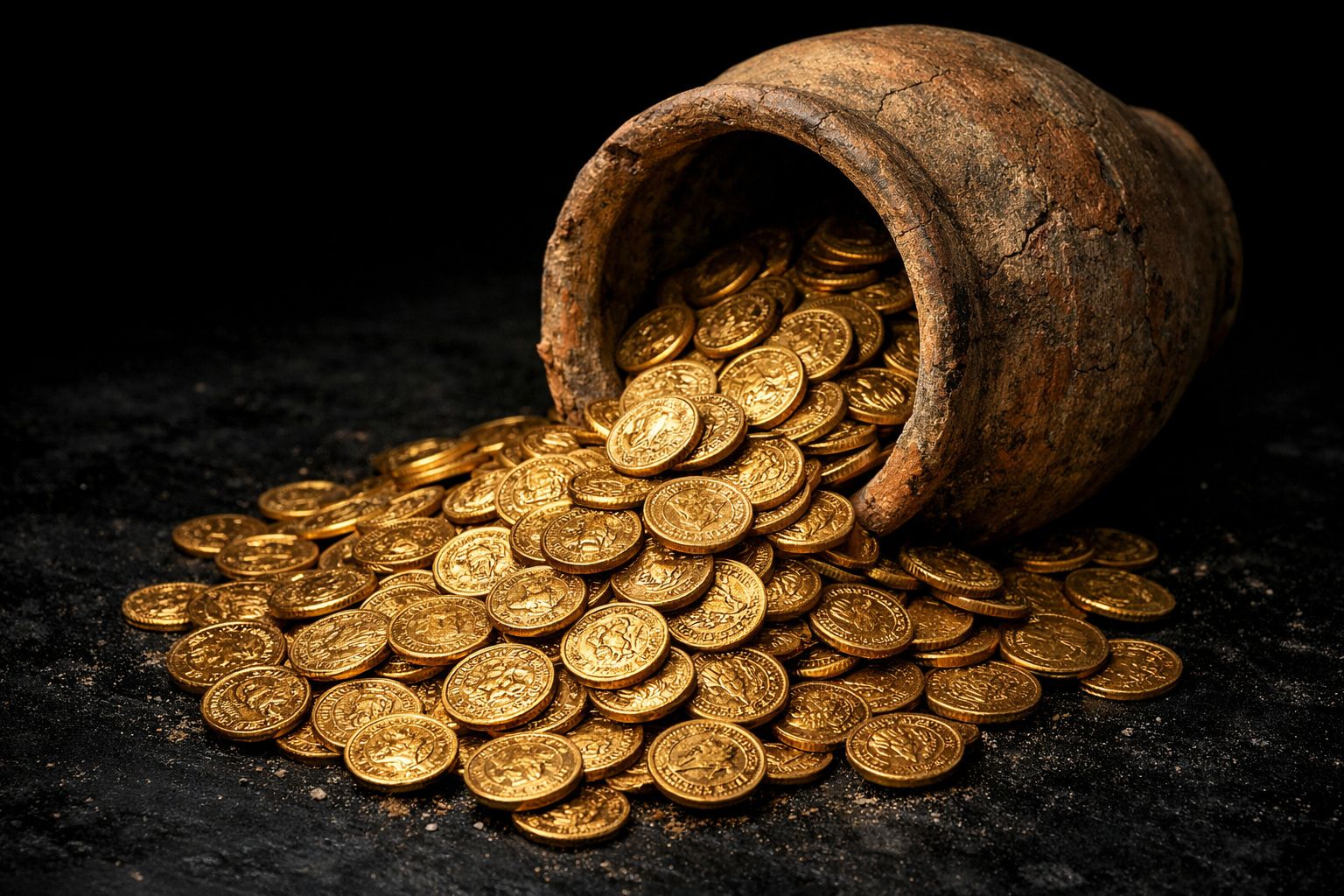 Des scientifiques ont trouvé un pot en argile brisé contenant 409 pièces d’or