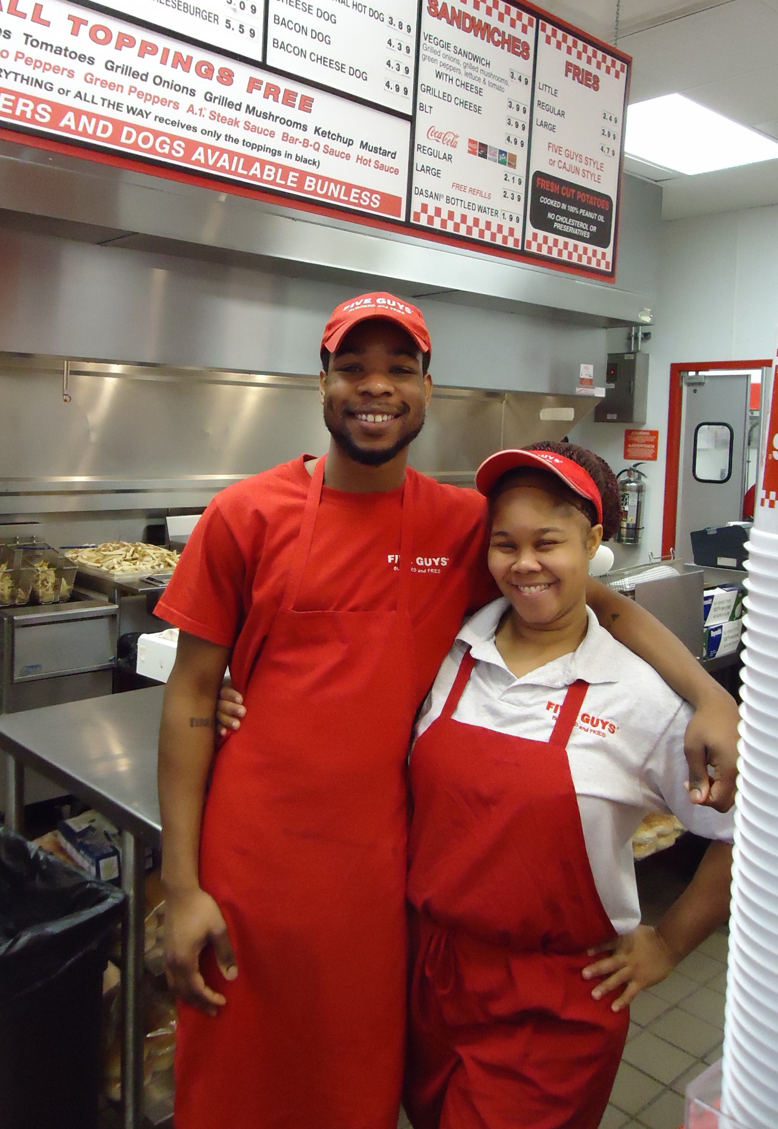 Food preparers at Five Guys Restaurant in New Jersey.JPG
