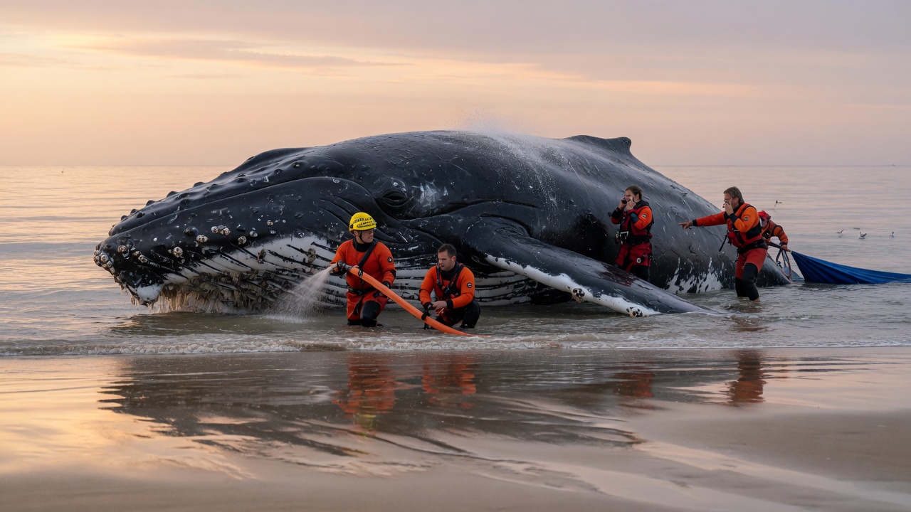 Des millionnaires financent une dernière tentative pour sauver une baleine à bosse échouée en Allemagne