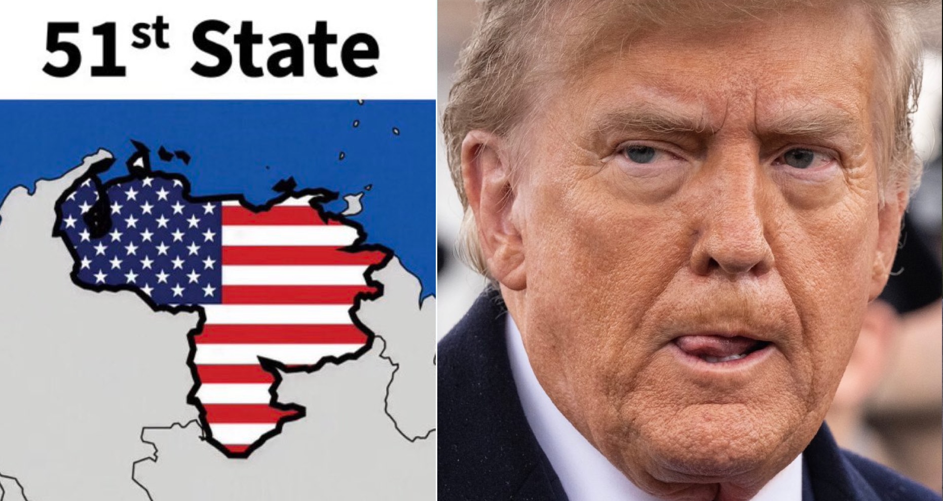 Trump publie une carte du Venezuela affiché avec le drapeau américain et la mention « 51e État »