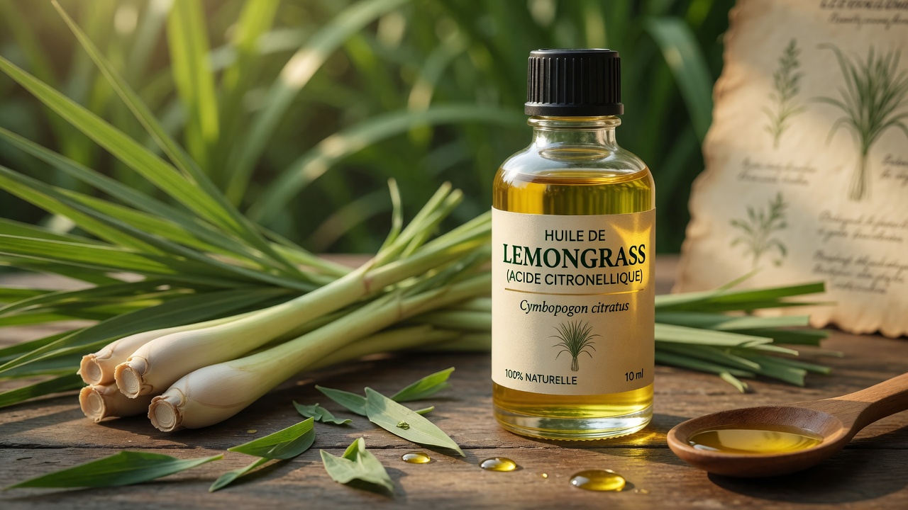 4. L'huile de lemongrass (Acide citronellique)
