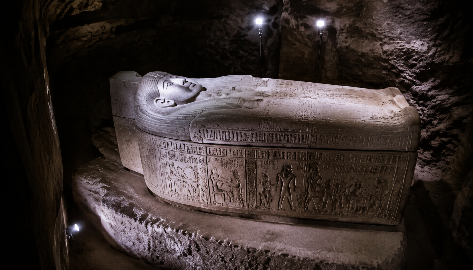 Des archéologues découvrent un sarcophage de 1,80 m au fond d’un escalier oublié