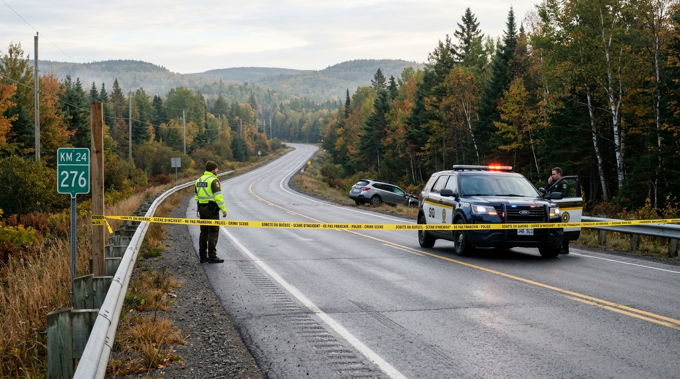 Collision entre un véhicule et un camion-benne à Saint-Adalbert en Chaudière-Appalaches